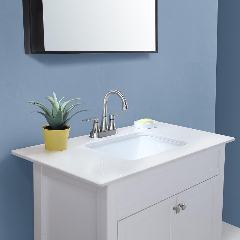 VALISY Brushed Nickel Bathroom Faucet, 2-Handle Lead-Free 360Â° Swivel High-Arc Spout 4 Inch Centerset Bath Lavatory Vanity Sink Faucets Set for Sinks with Drain & Water Hoses, VABM80008L - Image 4